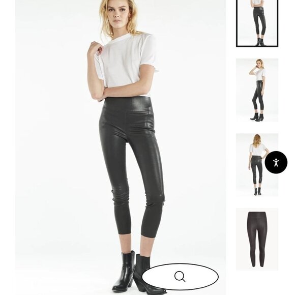 SPRWMN Anthracite Leather Crop Leggings - Picture 1 of 10